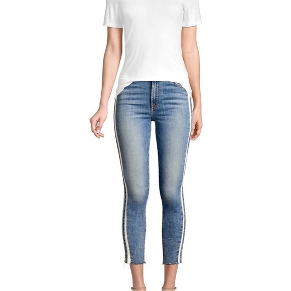 7 For All Mankind Racing Stripe Mid-Rise Ankle Skinny Jeans Size 29 - Picture 14 of 14